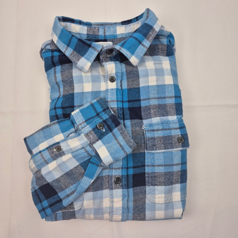 Old Navy Shirt Mens XL Blue White Plaid Flannel Long‎ Sleeve Grunge Cabincore